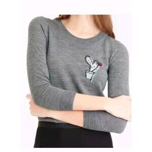 Gray Women's Sweater with Cactus Design